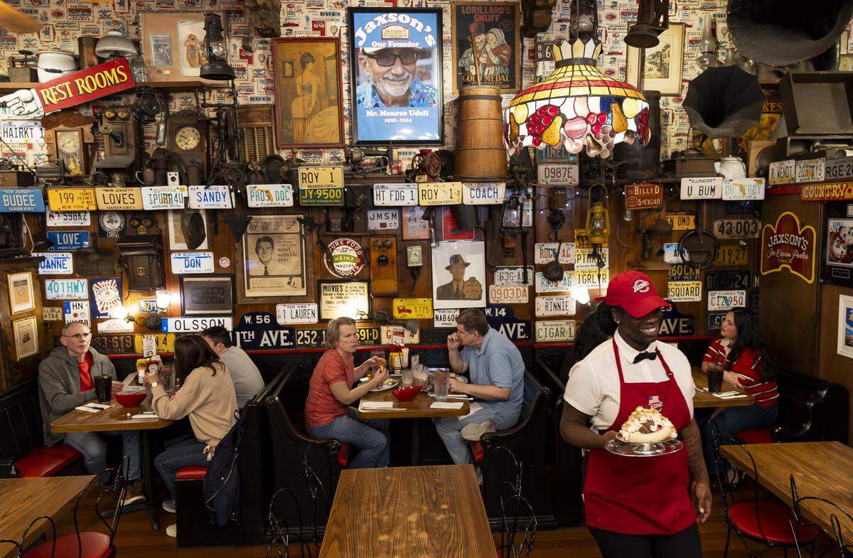 Customers enjoy meals at Jaxson's Ice Cream Parlor & Restaurant on Thursday, Feb. 5, 2026, in Dania Beach, Fla. Jaxson's is celebrating its 70th anniversary this month.