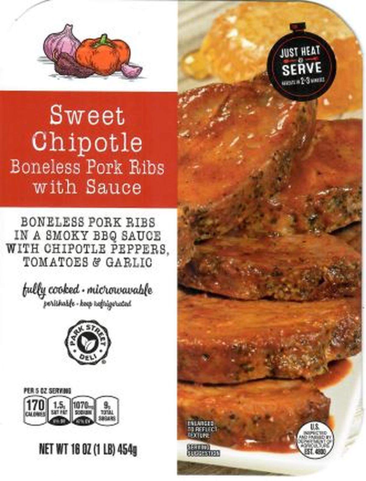 Park Street Deli Sweet Chipotle Boneless Pork Ribs with Sauce