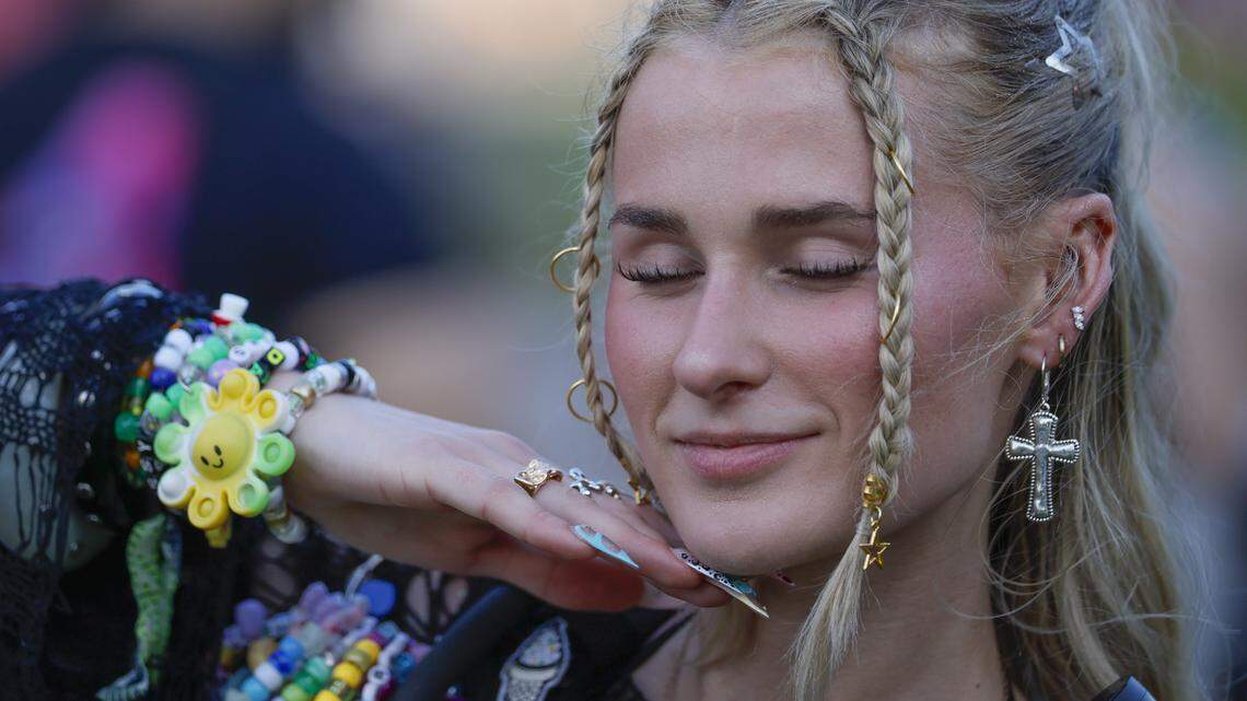 Lainey Diodato arrives at Ultra Music Festival in Miami, Florida, on Friday, March 27, 2026.