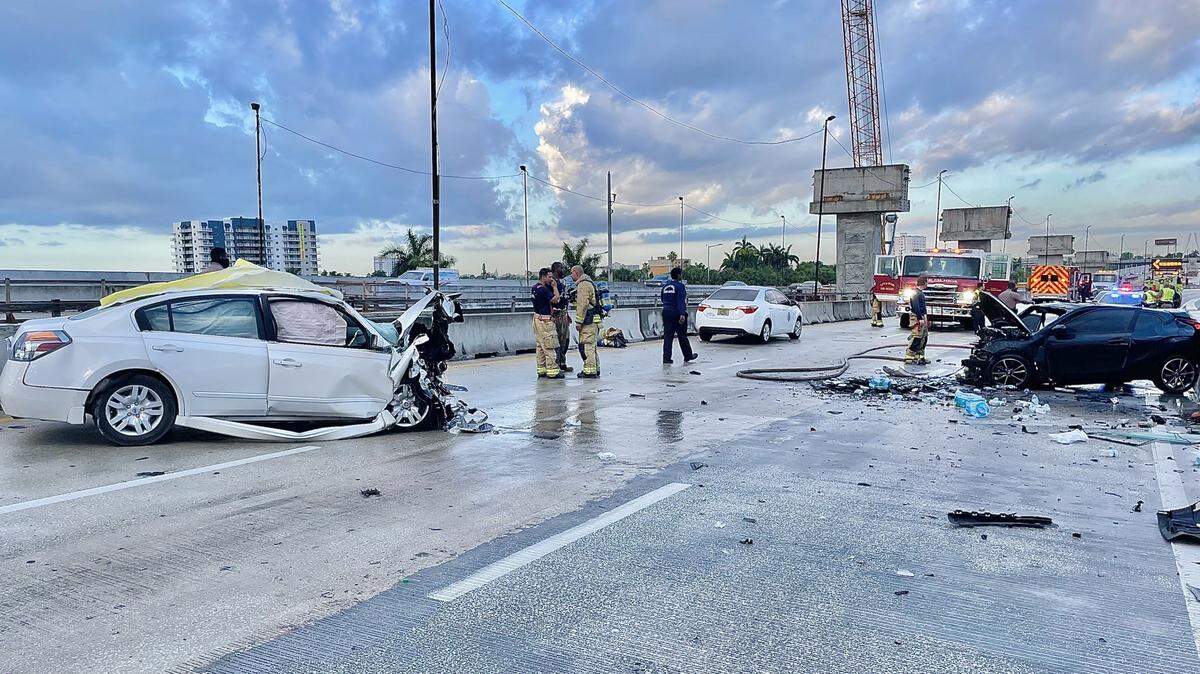 A Hyundai driver going the wrong way on State Road 836 smashed head-on into a Nissan, killing its driver around 7 a.m. Saturday, May 8, 2021. Westbound Dolphin Expressway is closed at Northwest 17th Avenue, says Florida Highway Patrol.