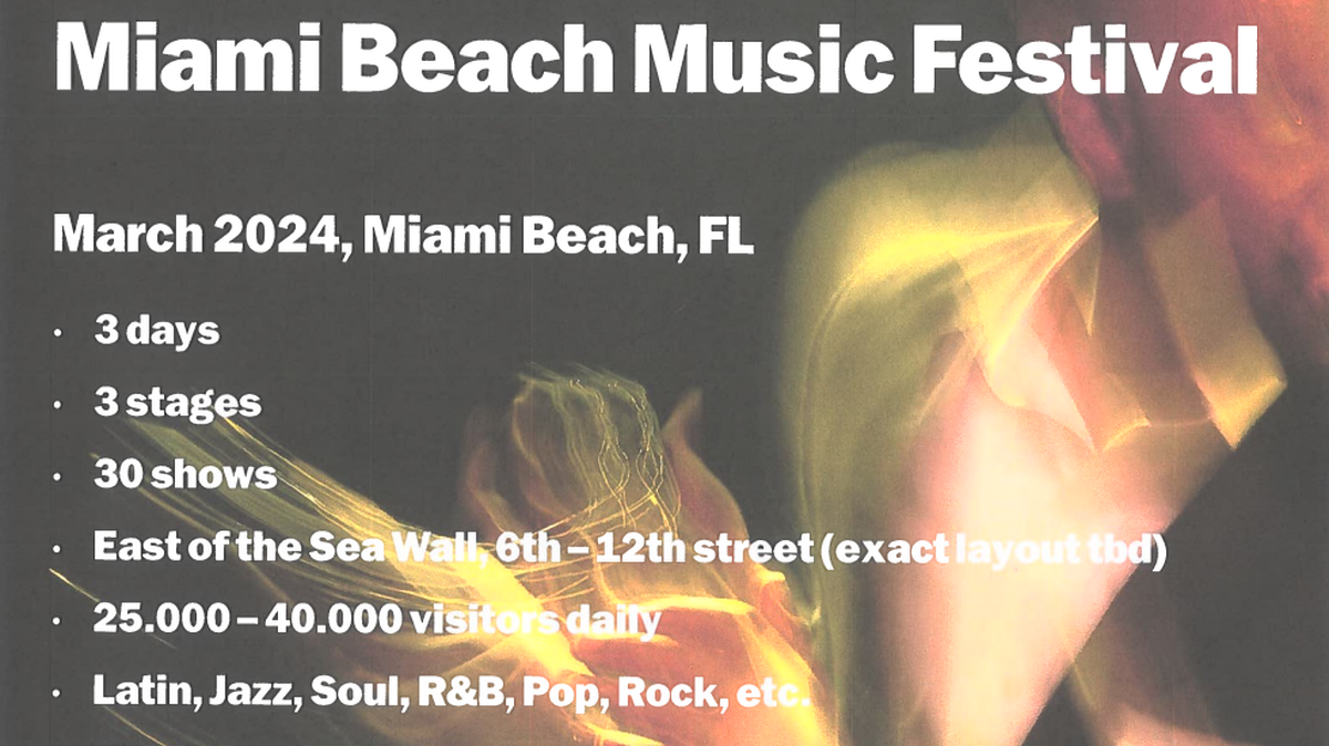 Miami Beach commissioners have agreed to sponsor a music festival starting in March 2024 near Ocean Drive that would coincide with spring break.