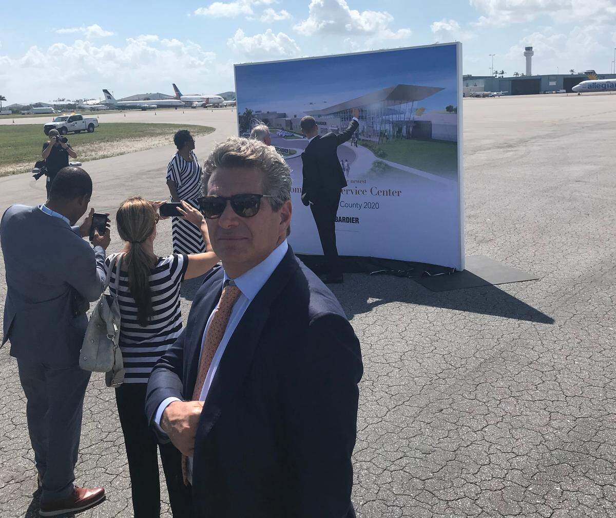 Real estate mogul Jeffrey Soffer owns the Fontainebleau Resort in Miami Beach, as well as a private-jet complex at the Opa-locka airport that bears the Miami Beach hotel’s name.  Bombardier is leasing land from the Opa-locka operation to build a new maintenance facility for its jets.