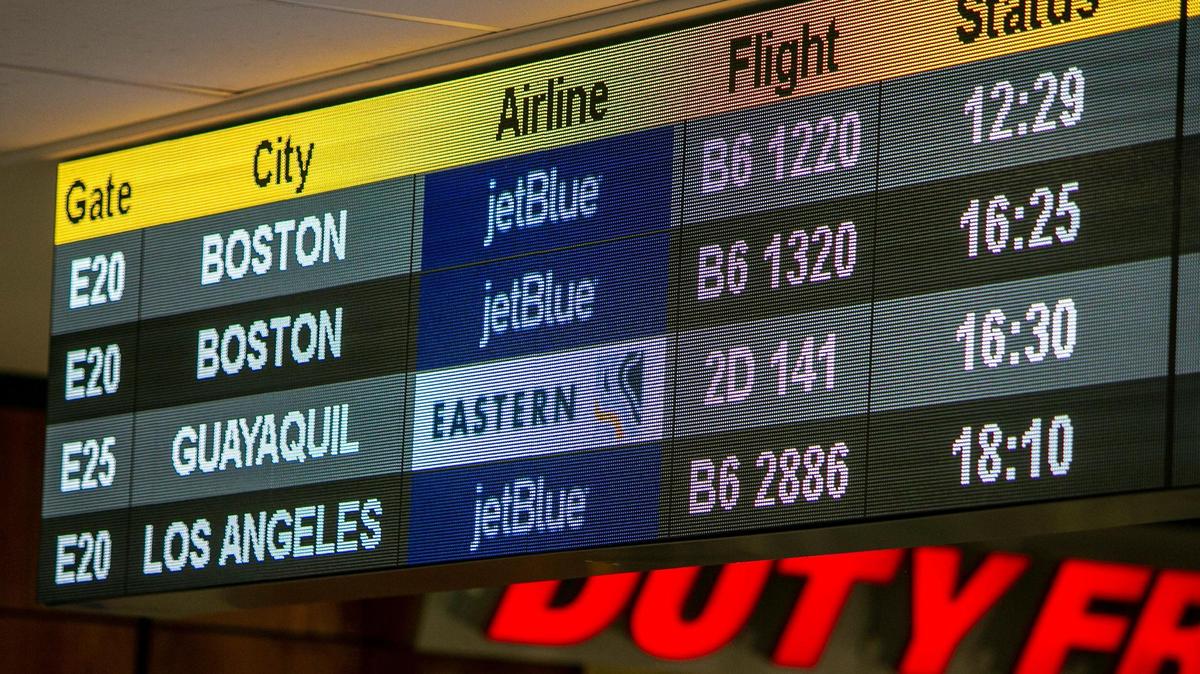 JetBlue flights on the board at MIA on February 11, 2021, for the first time since the airline started flying 21 years ago.