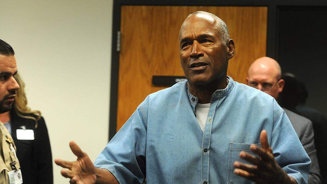 In 2017, O.J. Simpson reacts after learning he was granted parole at Lovelock Correctional Center. He was serving a nine to 33-year prison term for a 2007 armed robbery and kidnapping conviction.