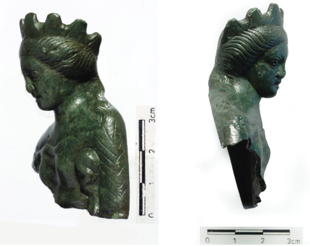 The crown and hair of the woman suggest she could depict a city goddess, researchers said.