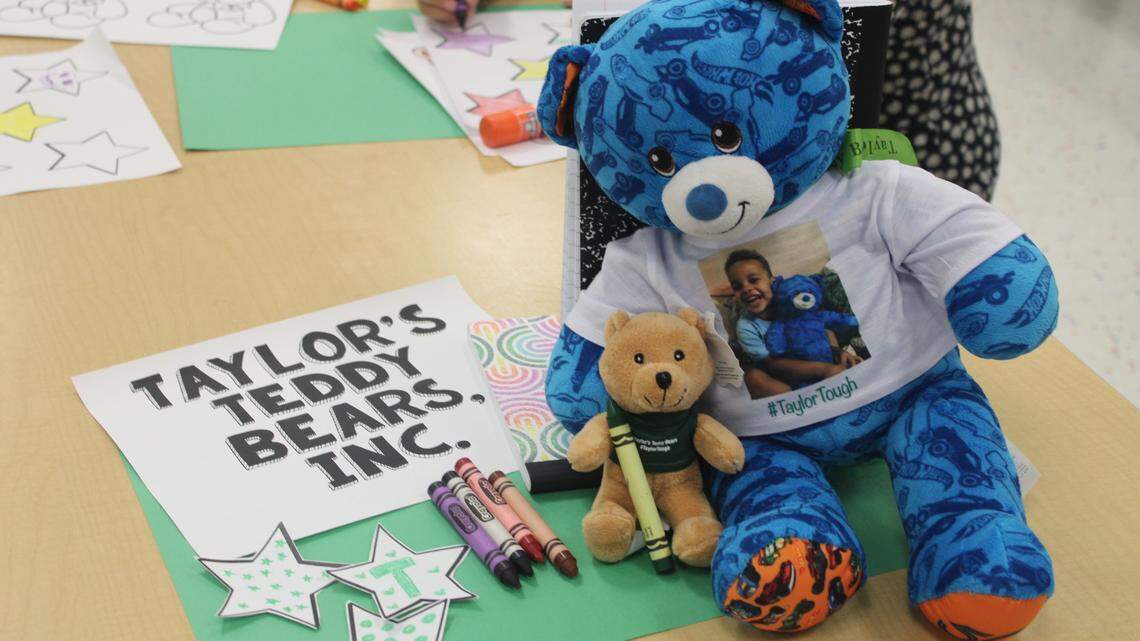 A photo of Chevy, the bear that belonged to Taylor Bishop, the 4-year-old boy who was killed last year when a plane crashed into an SUV in Pembroke Pines.