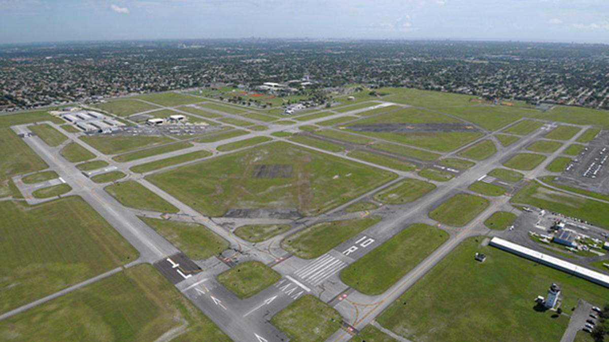 Aerial view of North Perry Airport in Pembroke Pines, Broward County.