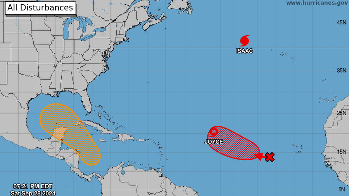 The National Hurricane Center is tracking two systems in the Atlantic basin, both of which have a rising chance of strengthening in the next seven days.