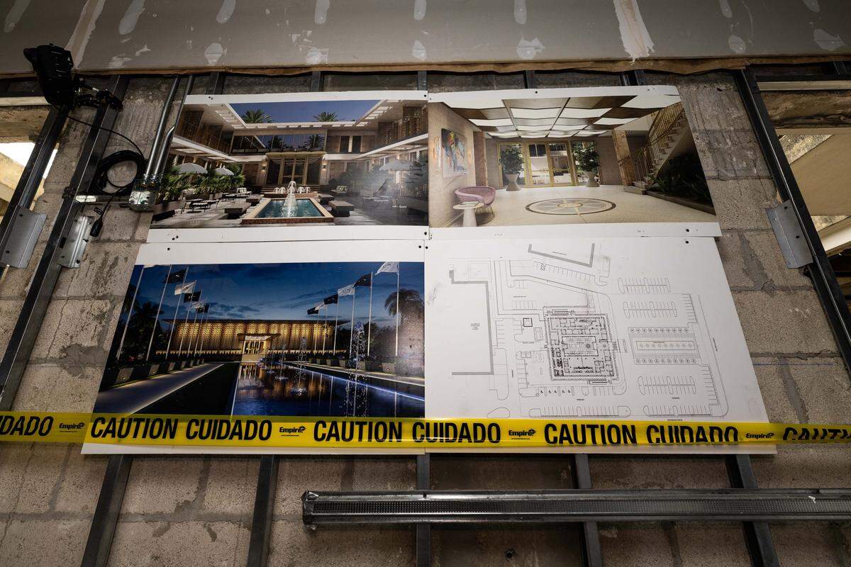 Renderings and blueprints for Miami International Airport’s new private terminal on Wednesday, July 23, 2025, in Miami, Fla.