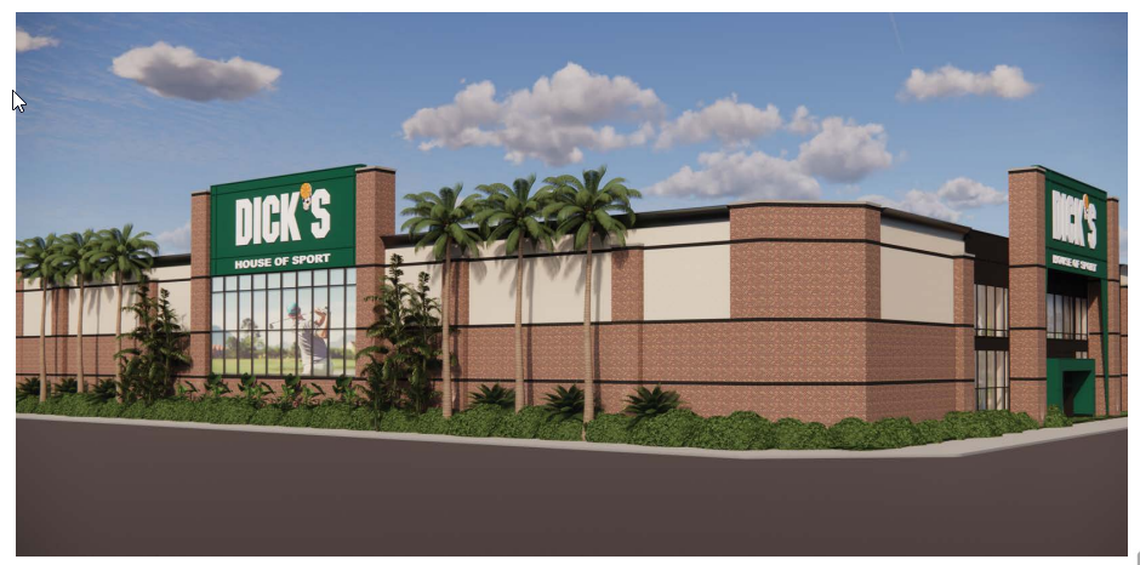Rendering of a Dick’s House of Sport coming to Dadeland Mall off Kendall Drive in November 2024.