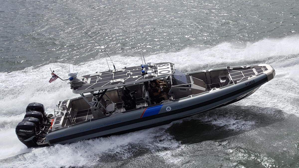 A U.S. Customs and Border Protection Air and Marine Operations boat cruises in the water in this undated photo from the agency. A Customs patrol boat crew stopped a migrant boat in between the Bahamas and South Florida Sunday, Feb. 9, 2025, that was carrying 20 migrants from China, Haiti and Jamaica, according to a federal complaint.