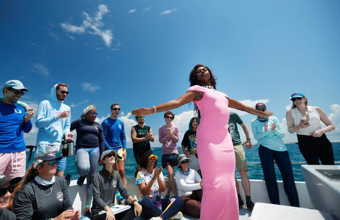 MIAMI, FL - SEPTEMBER 16: during Drag and Tag 2023 September 16, 2023 aboard the RV Garvin off the coast of Miami, Florida.