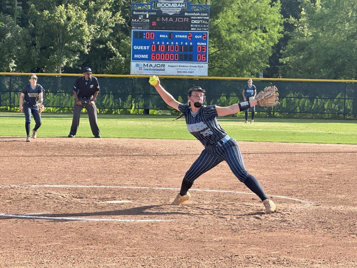 Coral Springs Charter pitcher Courtney Wahlbrink pitches in the Class 3A state final at Boombah-Soldiers Creek Park in Longwood, Fla.