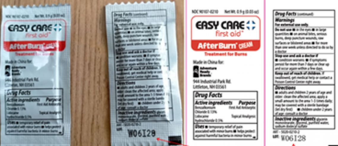 Single packets of Easy Care AfterBurn Cream