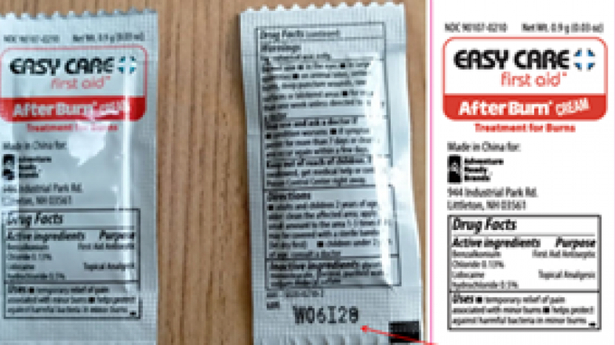 Sobres individuales de Easy Care AfterBurn Cream. FDA