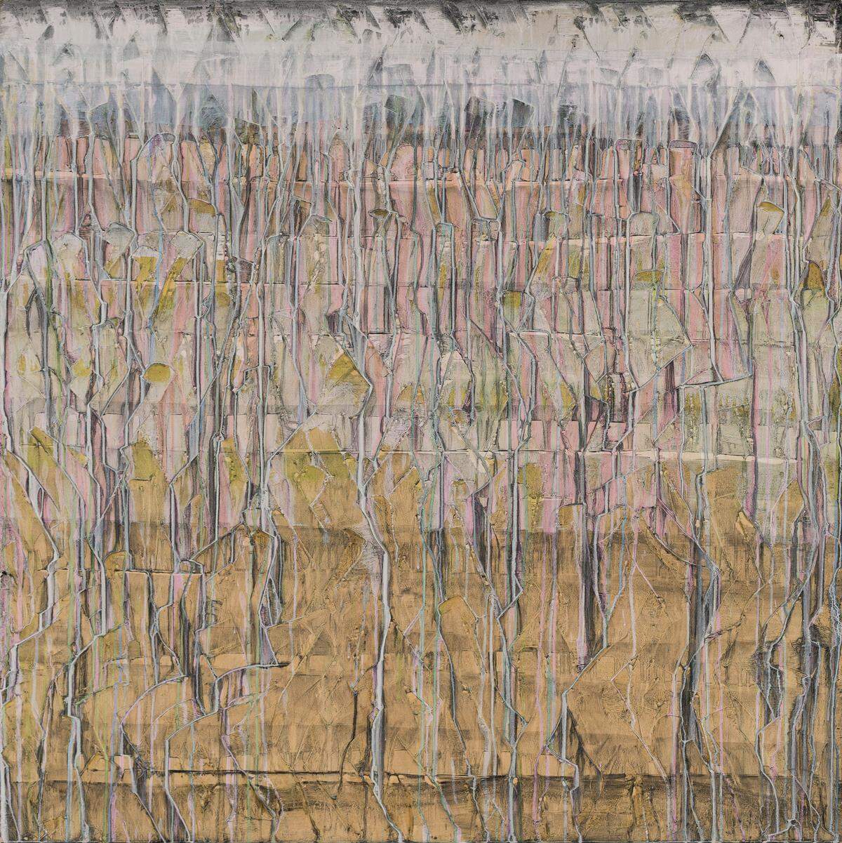 Lynne Gelfman’s “lines pink 5,” from 2007. Acrylic on panel. Collection Pérez Art Museum Miami, gift of Lisa Austin and Jim Hofford. From a retrospective of her work at the Pérez Art Museum Miami through April 21, 2019.