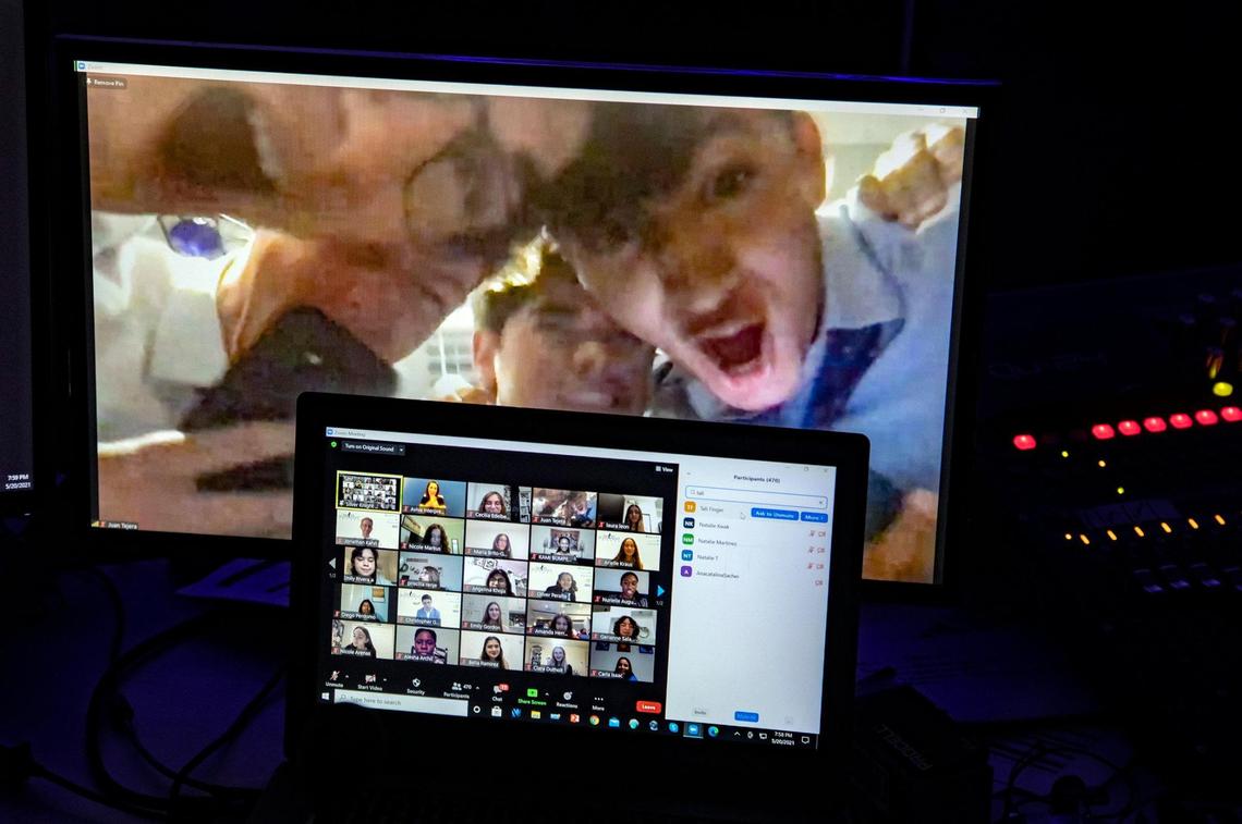 Award winners celebrate during the 63rd Annual Miami Herald / el Nuevo Herald Silver Knight Awards with Nancy Meyer, president, Miami Herald and el Nuevo Herald, and hosts Monica Richardson, executive editor, Miami Herald and el Nuevo Herald, and Rick Hirsch, managing editor, Miami Herald, on Thursday, May 20, 2021.