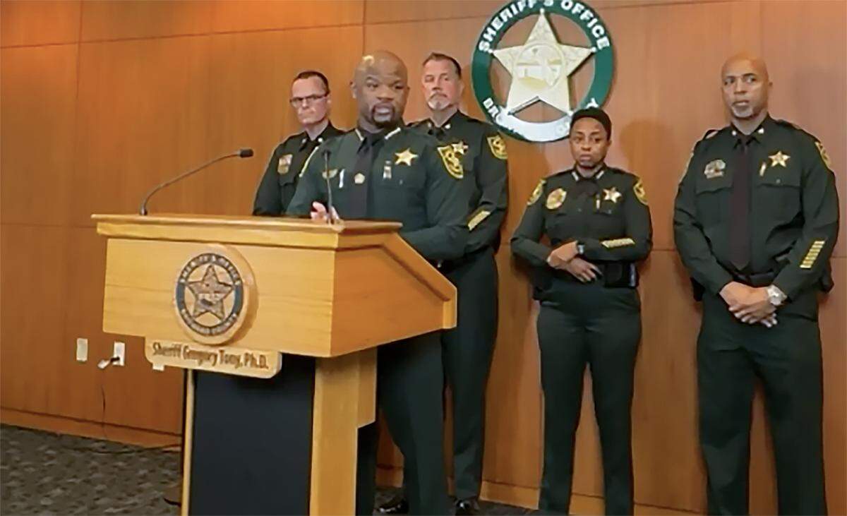 Broward Sheriff Gregory Tony discusses the deputy-involved shooting of Scott Simonelli, who opened fire in a Pompano Beach apartment complex on Tuesday night, Aug. 27, 2024. Tony spoke at a press conference Wednesday. Simonelli survived and was taken to the hospital. No others were injured.