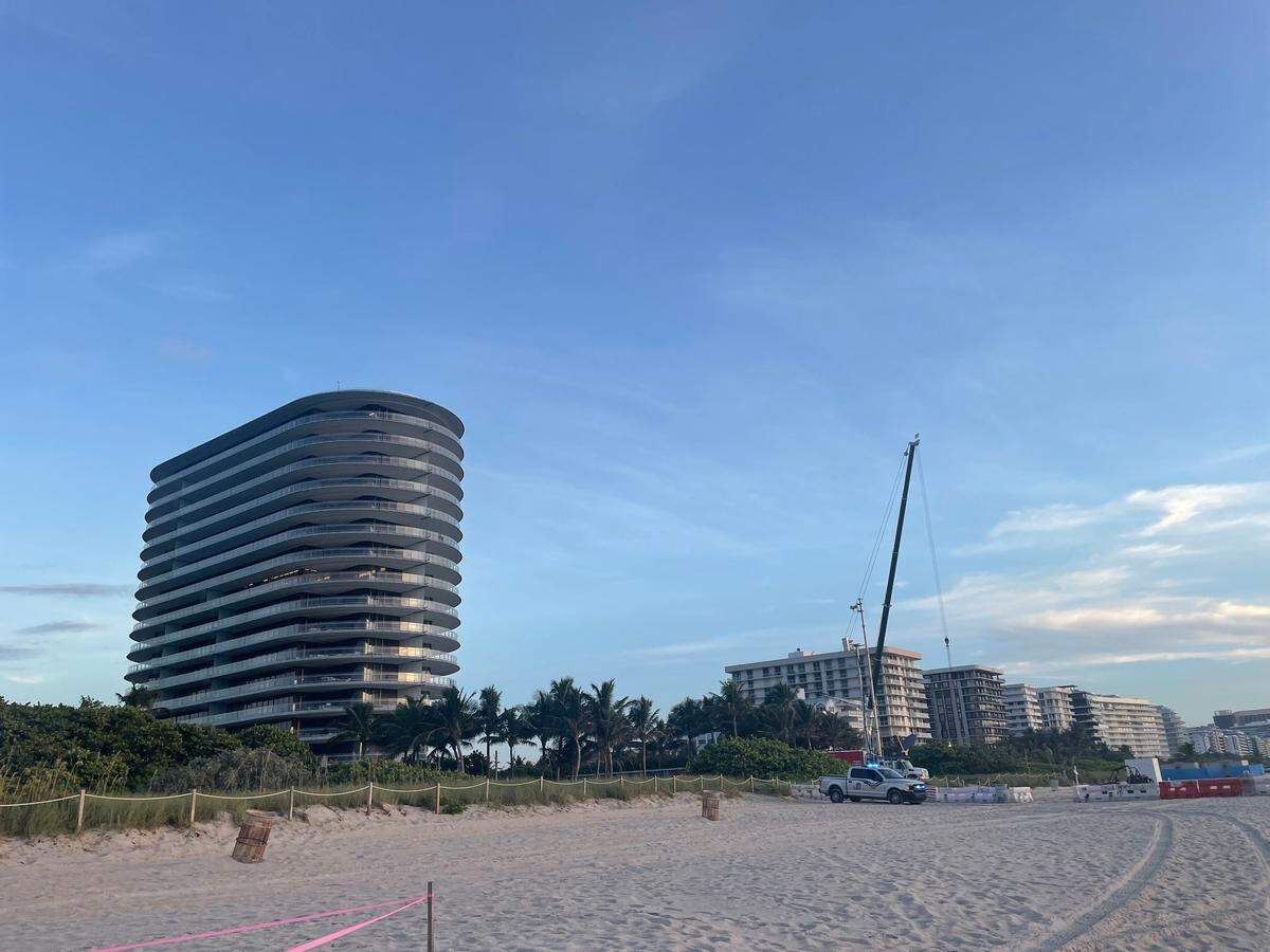 The gap in the Surfside skyline Monday morning after the Champlain Towers South was demolished.