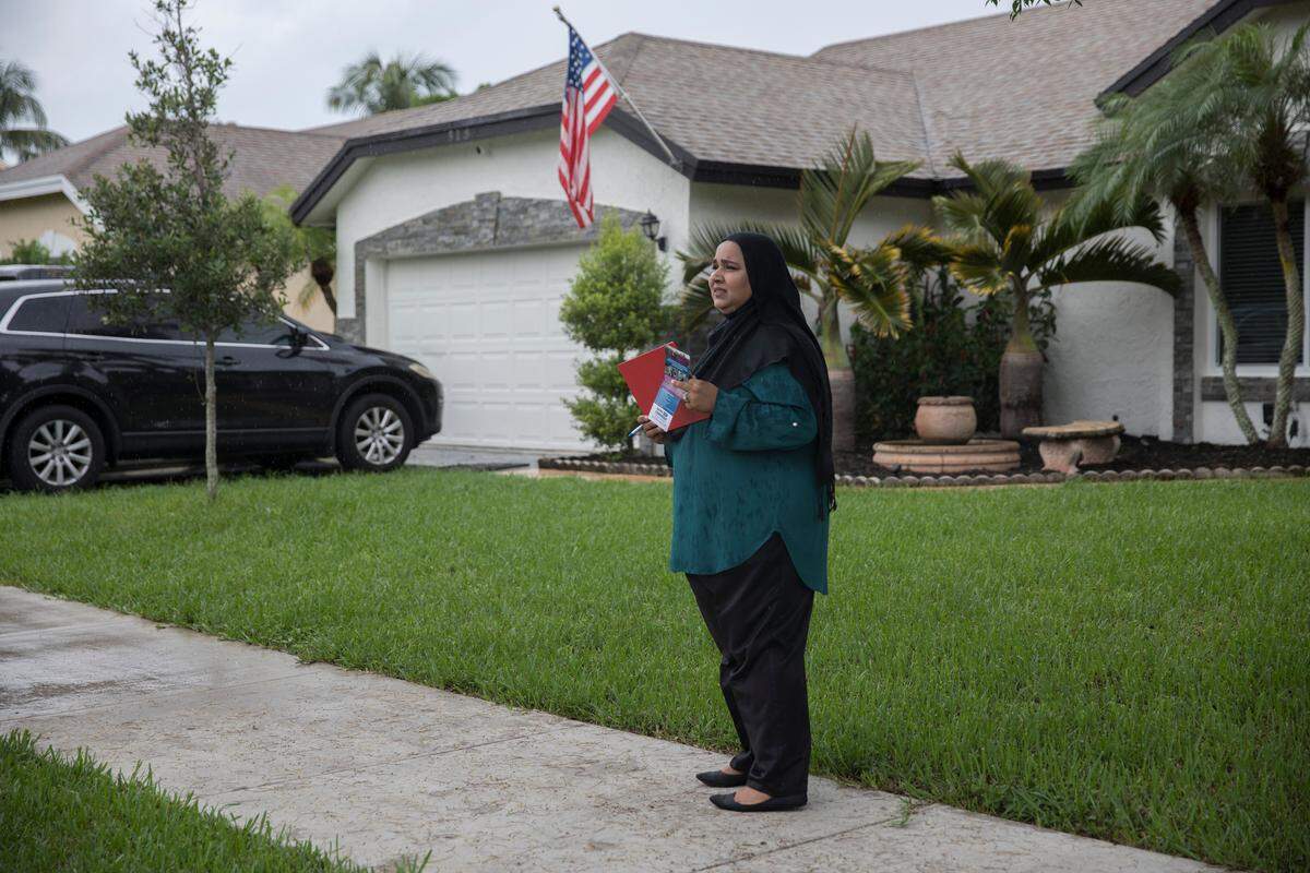 Saima Farooqui, who is running for Broward's District 96 seat in the state House of Representatives, campaigns in a neighborhood in Coconut Creek on Sunday, June 10, 2018.