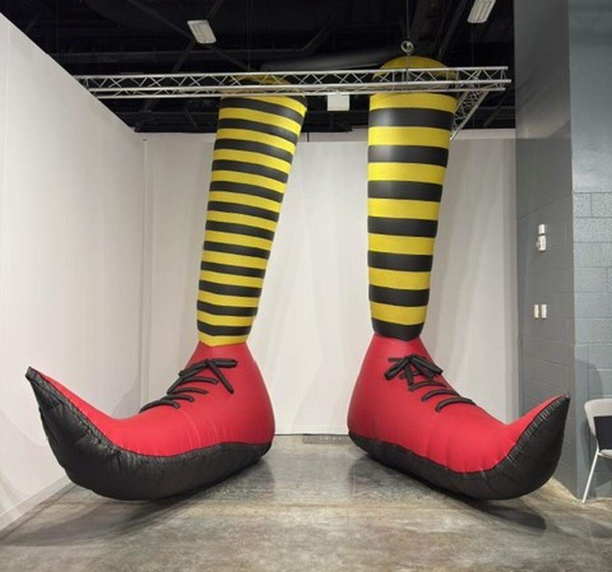 ‘Big Foots’ inflatable sculpture by 78-year-old guerilla artist Pat Oleszko.