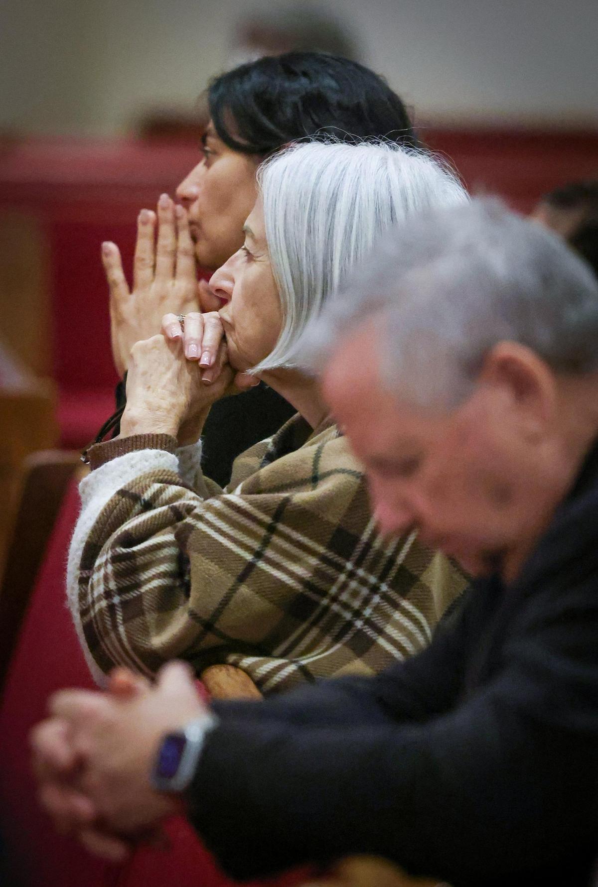 Miami-Dade Catholics pray as Archbishop Thomas Wenski offered the first of the traditional nine Masses offered for the repose of the soul of Pope Francis at the Church of St. Martha on April 21, 2025, in Miami Shores, Florida.&nbsp;&nbsp;