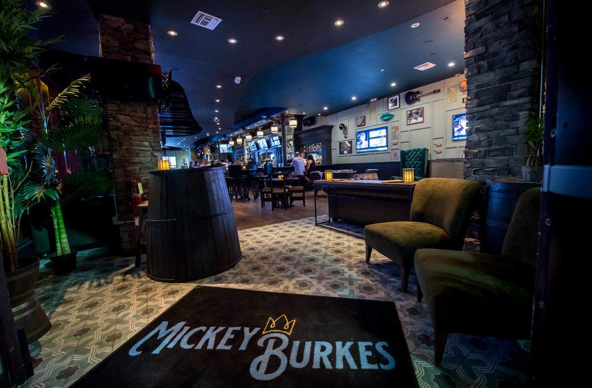 The entrance to Mickey Burkes in Miami Beach.