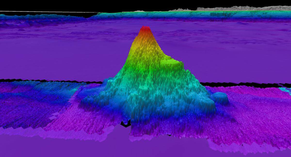 The second of four seamounts recently discovered by the team on Schmidt Ocean Institutes R/V Falkor (too) while traveling from Costa Rica to Chile stands nearly 5,300 feet high.