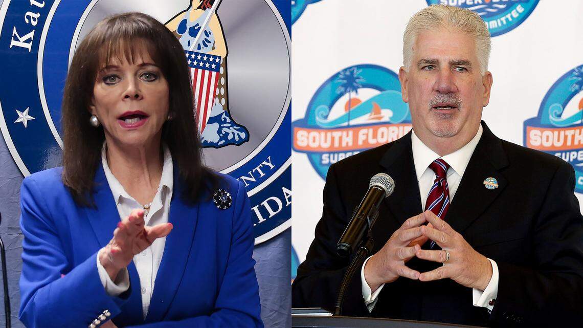 Miami-Dade State Attorney Katherine Fernandez Rundle, left, and Rodney Barreto, chair of the Florida Fish and Wildlife Conservation Commission. The FWC investigated the George Pino boat crash; the State Attorney’s Office determined the charges.