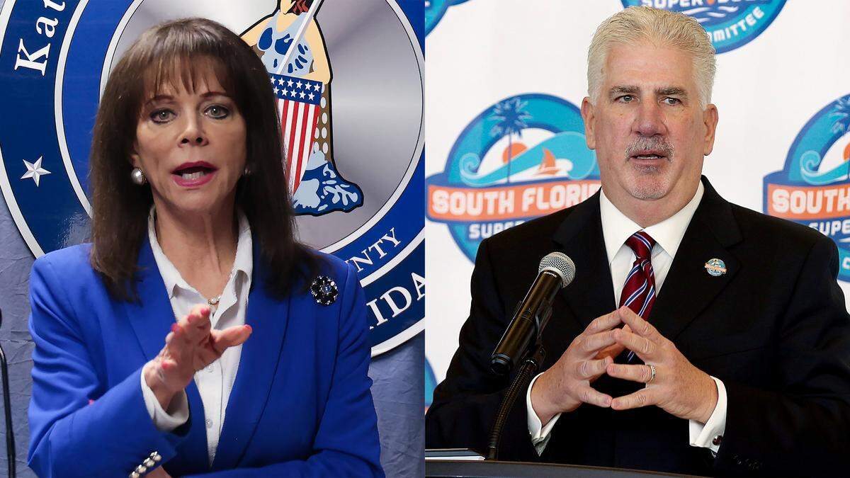 Miami-Dade State Attorney Katherine Fernandez Rundle, left, and Rodney Barreto, chair of the Florida Fish and Wildlife Conservation Commission. The FWC investigated the George Pino boat crash; the State Attorney’s Office determined the charges.
