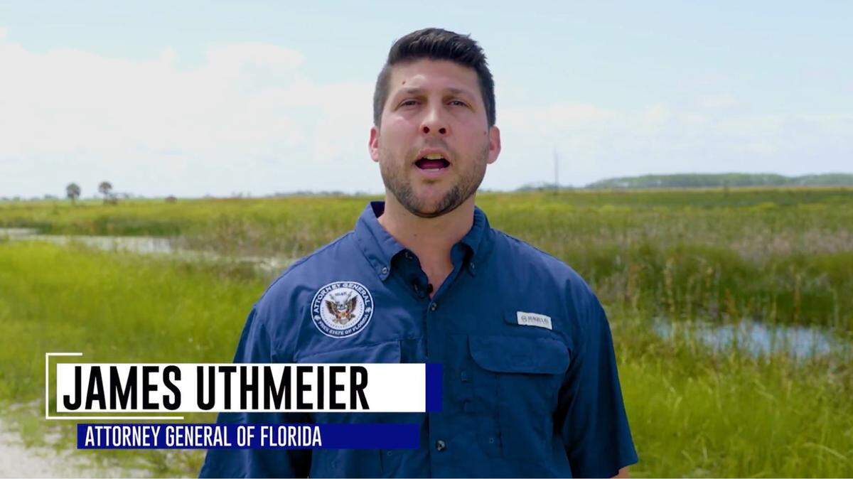 Screenshot of Florida Attorney General James Uthmeier’s video announcing construction of Alligator Alcatraz