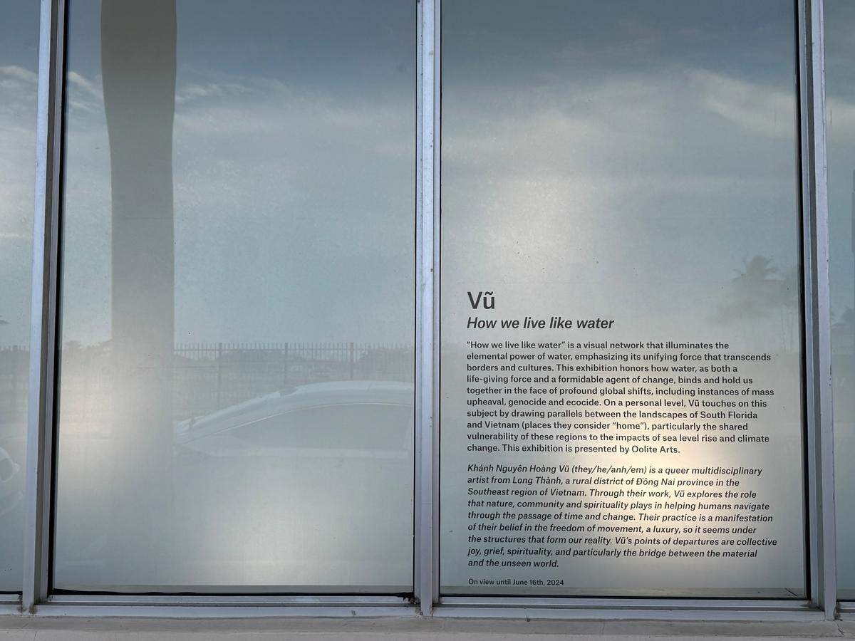 An artwork by Vũ Hoàng Khánh Nguyên, an artist who goes by Vũ, that referenced the phrase “from the river to the sea” was removed by arts nonprofit Oolite last month. Tensions have remained high in Miami’s arts community, and some artists have called to boycott the organization.