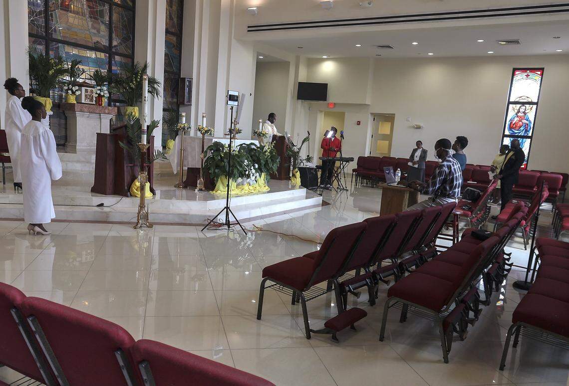 Notre Dame D’Haiti Church telecast its bilingual (English, Haitian Creole) Easter Sunday Mass during the early days of the pandemic, April 12, 2020.