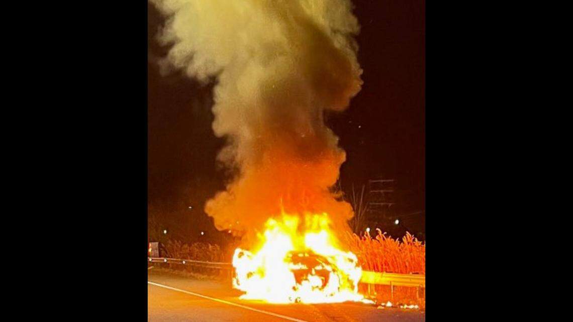 A woman and child’s car caught fire on the highway in Washington, D.C. along I-295 and they escaped from it with serious injuries, DC Fire and EMS said. 