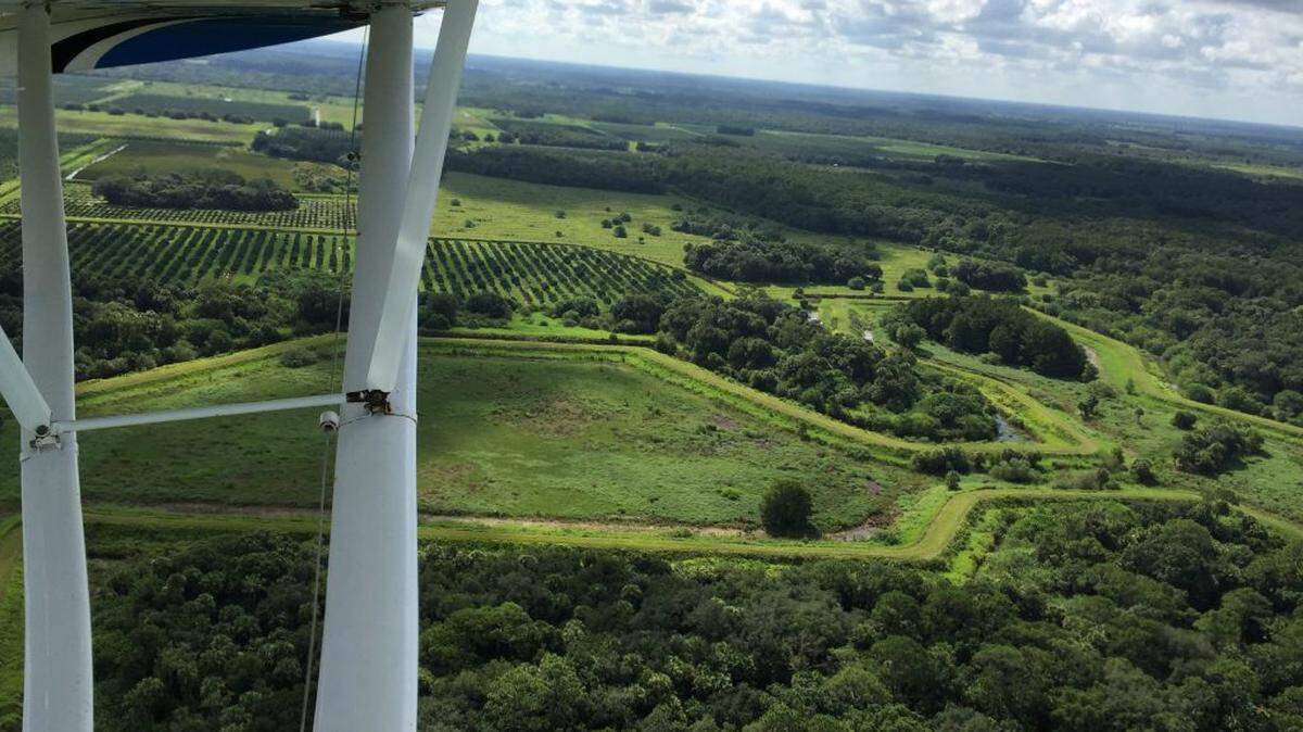 An aerial view of the Schirards’ Grassy Island property in Okeechobee County.