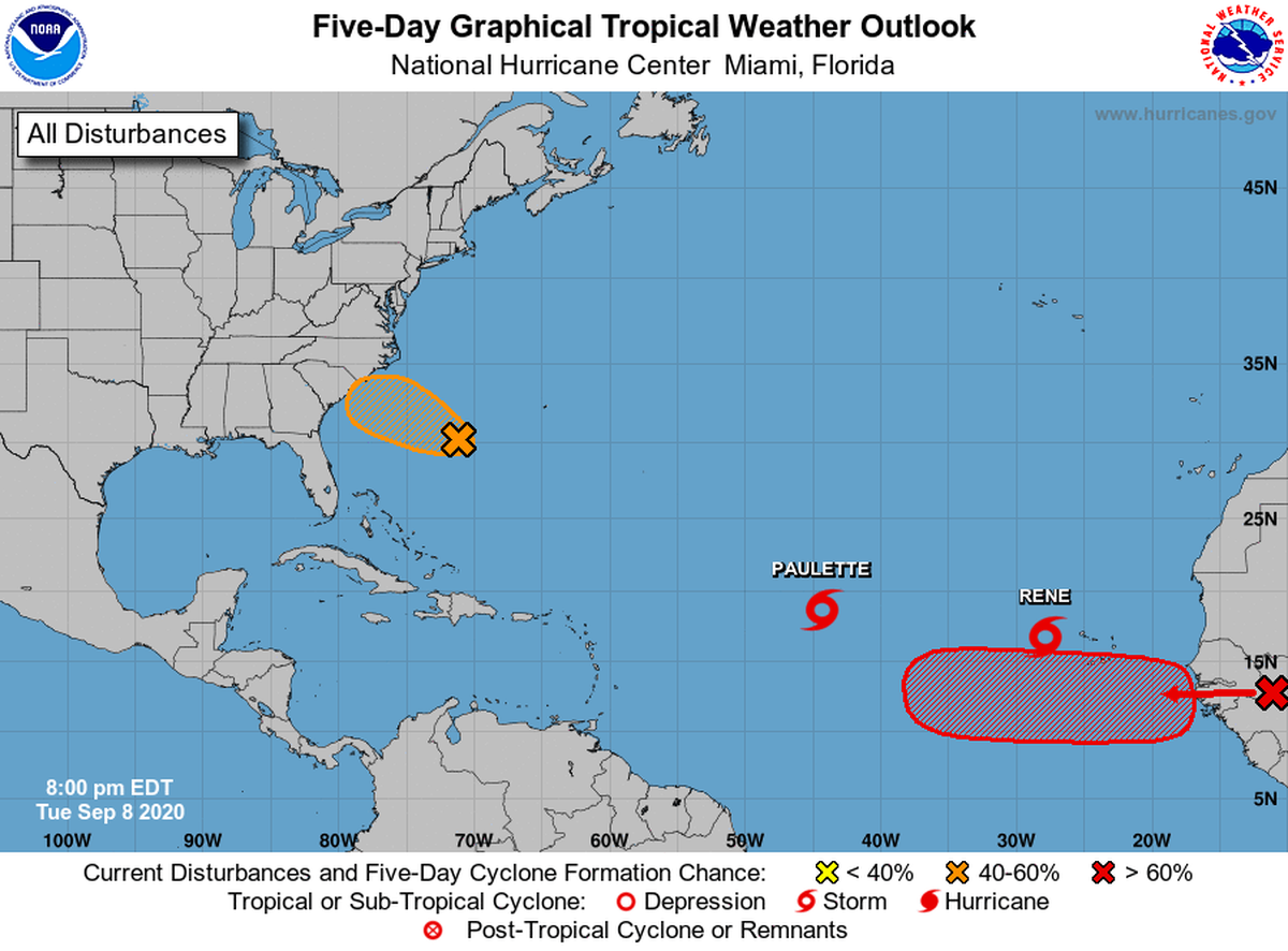 The hurricane center is tracking two tropical storms, one of which could become a hurricane later this week, and two tropical waves.