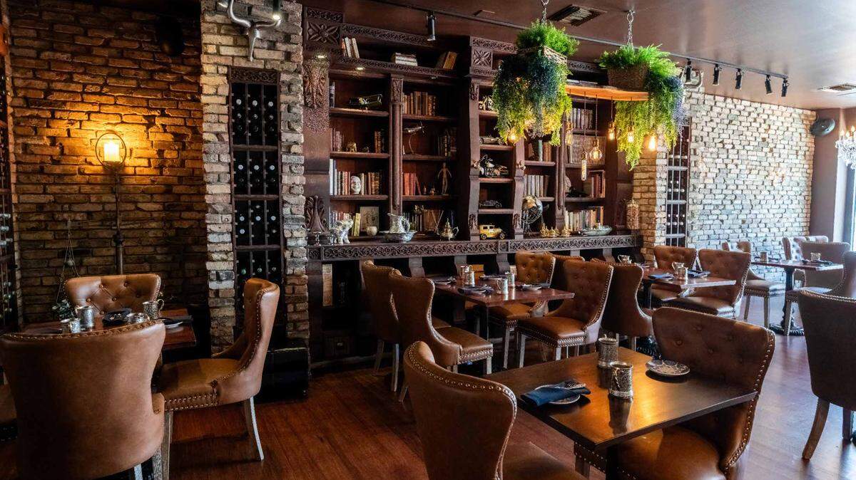 The cool, cozy interior of Sumak Turkish restaurant in Miami Beach.