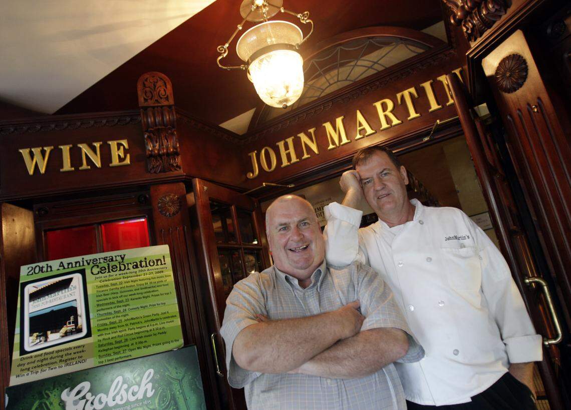 Martin Lynch, left, and John Clarke are the founders of JohnMartin’s Irish Pub in Coral Gables., which had been in business more than 30 years before they decided to close the popular pub in April of 2020.