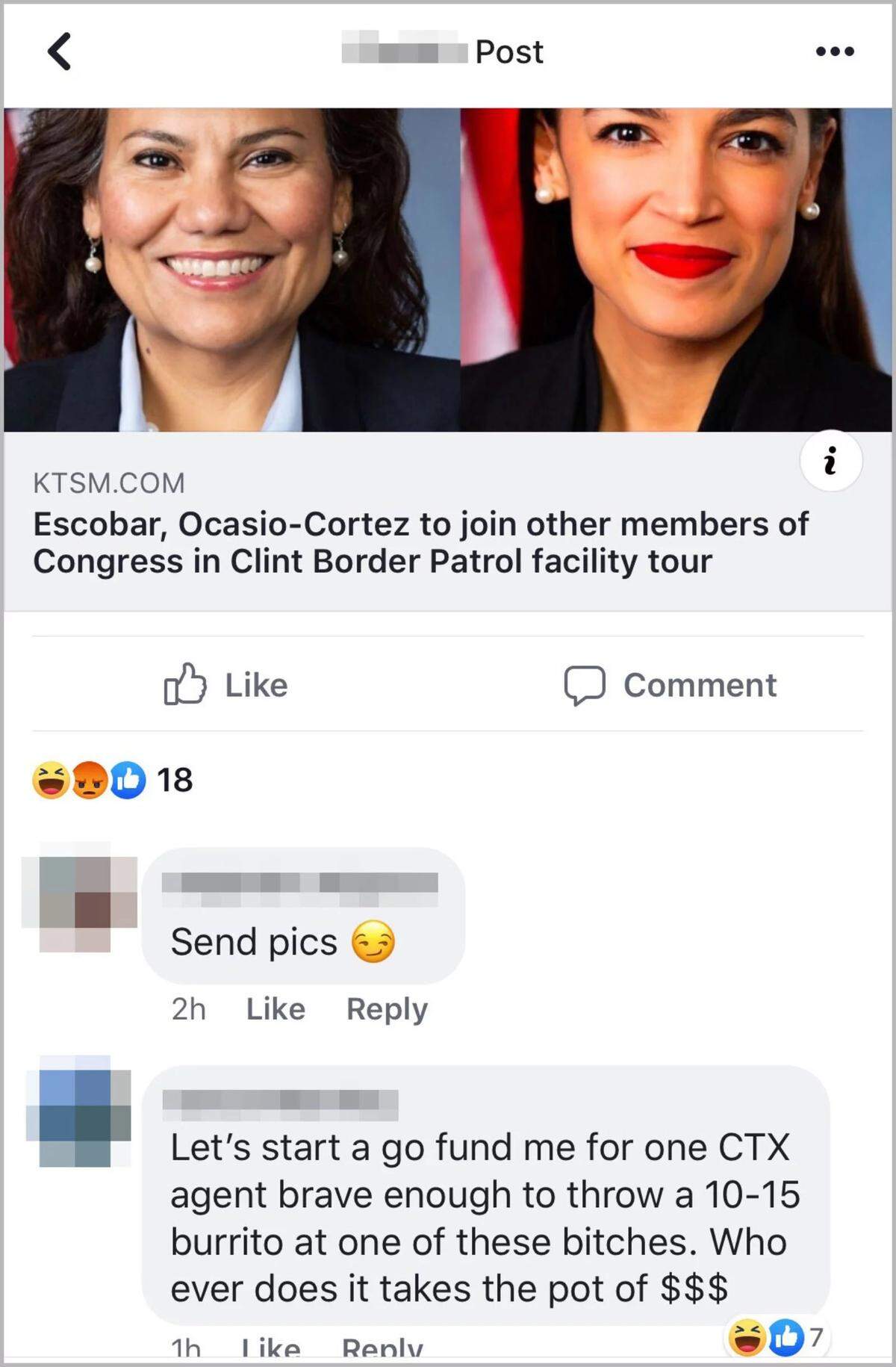A screenshot from the Facebook group for Border Patrol agents.