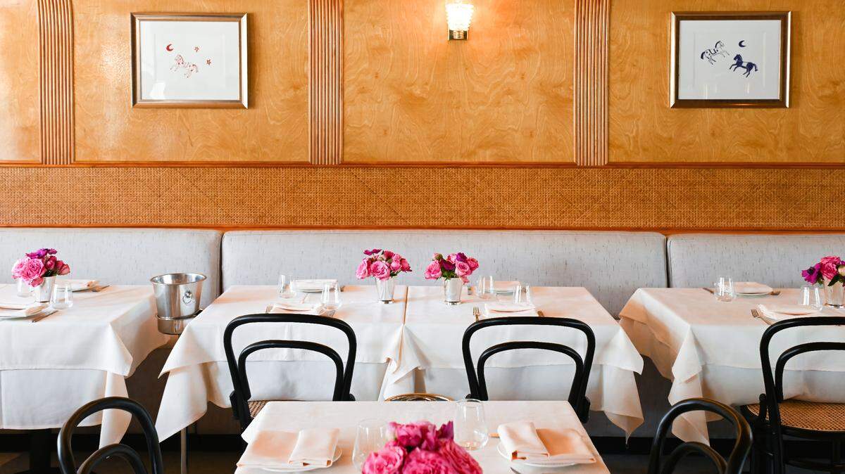 The interior of San Lorenzo Italian restaurant in Miami, which has no menu and offers only the choice of meat or seafood.