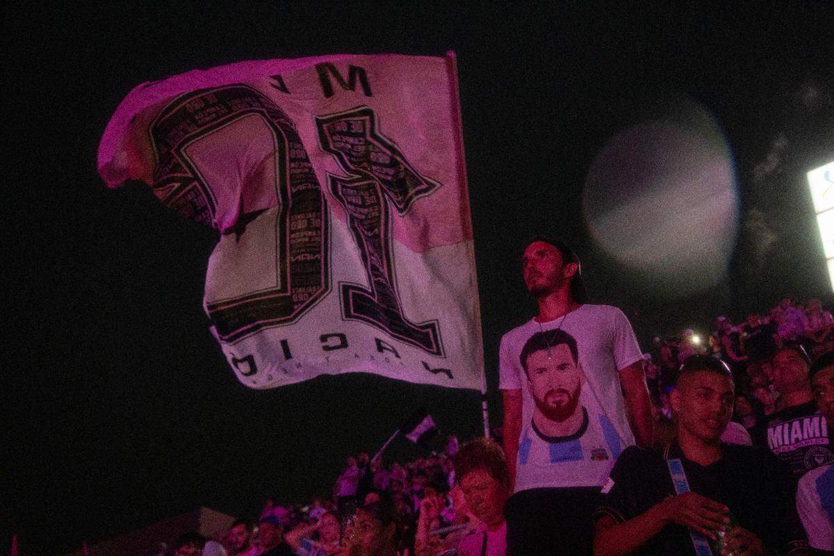 Harold Fores Vandecaveye looks out at the field during The Unveil event to welcome Lionel Messi to MLS and the Inter Miami CF team at DRV PNK Stadium on Sunday, July 16, 2023 in Fort Lauderdale, Fla. “I love Messi,” Vandecaveye said.