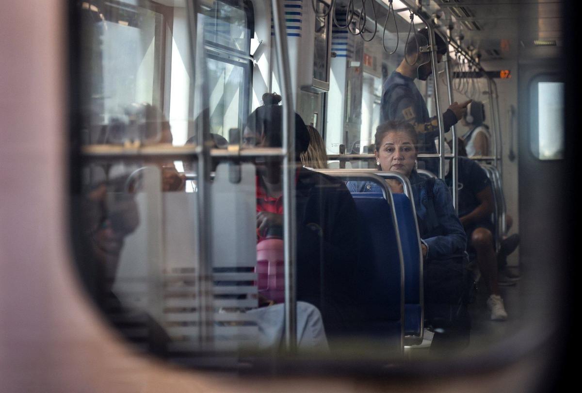 Commuters take the Green Line northbound on the Metrorail on Wednesday, July 24, 2024. Miami-Dade County will ask voters if it should expand rail service through a primary ballot question.