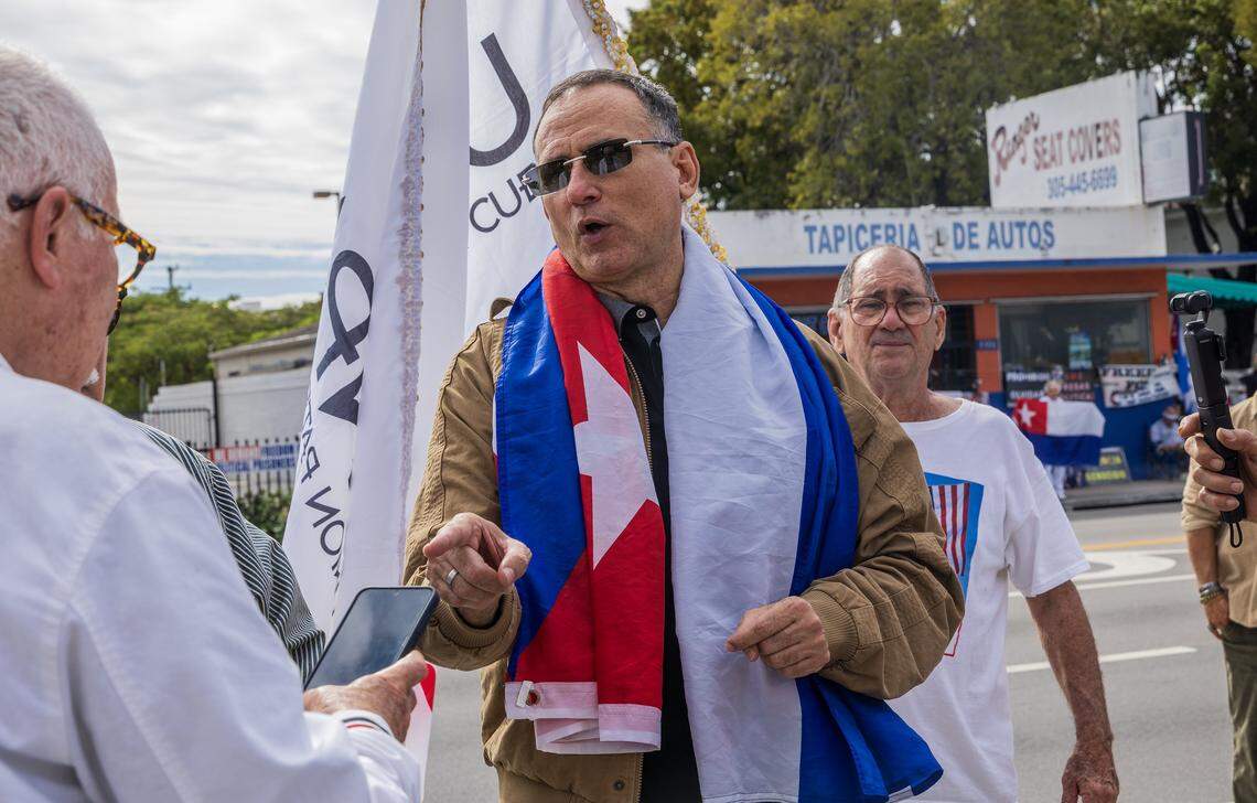 Cuban opposition leader José Daniel Ferrer attended a gathering in support of Venezuela at Versailles Restaurant in Miami, a day after the United States attacked Venezuela and captured leader Nicolás Maduro and his wife, Cilia Flores, on January 04, 2026.