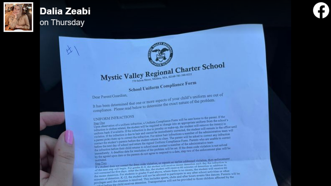 A Muslim student received a letter saying her hijab was “out of compliance” at a Massachusetts charter school and was in violation of school uniform.