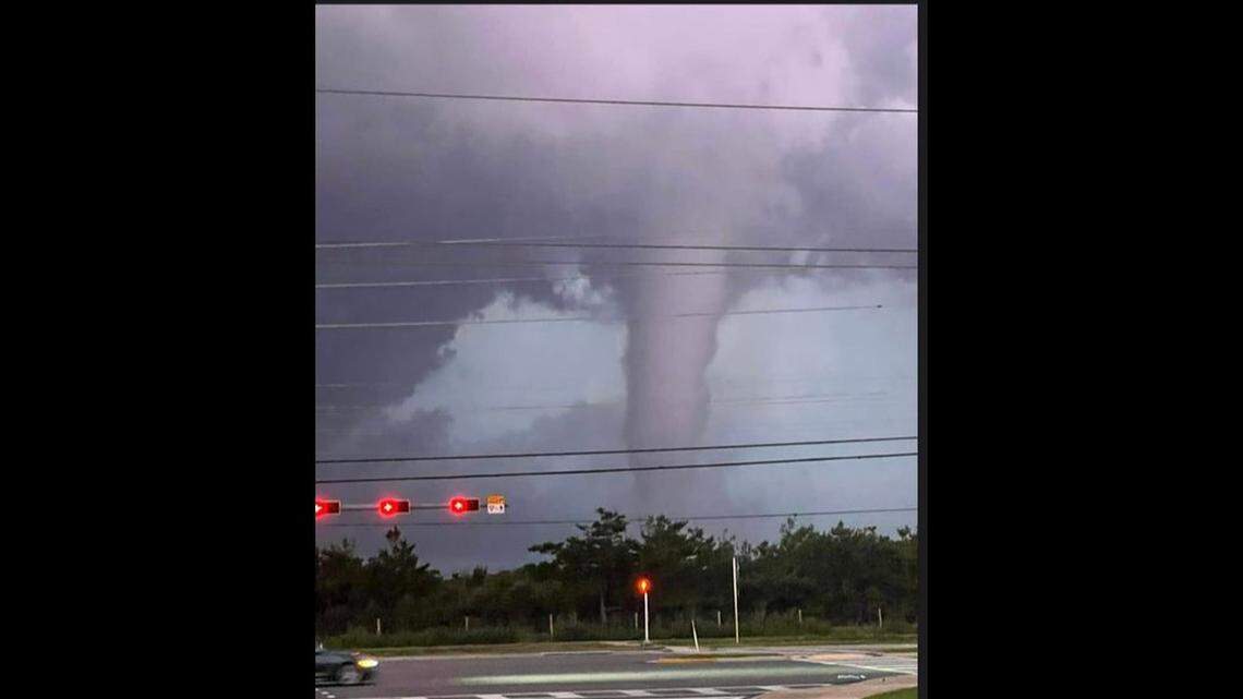 A mountainous waterspout seen off Destin, Florida, ignited fears fish from the Gulf of Mexico might soon start falling from the sky.