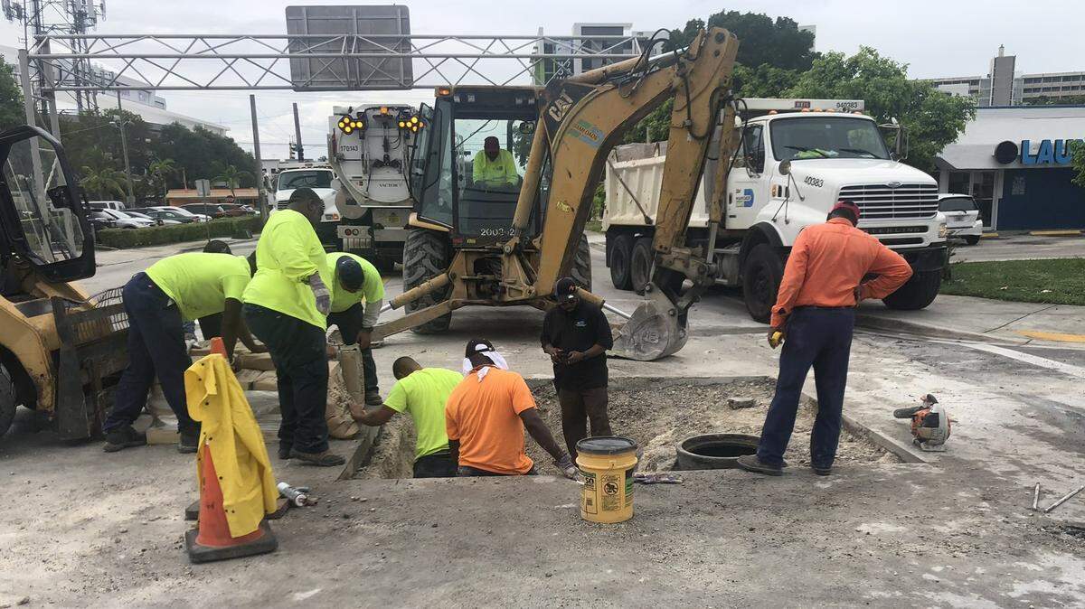 Thursday afternoon work on the sinkhole at Northwest Seventh Street and 12th Court