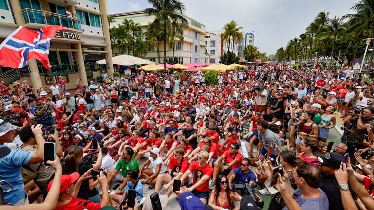 Norwegian fans host a ‘Viking Row’ on Miami Beach ahead of match against England