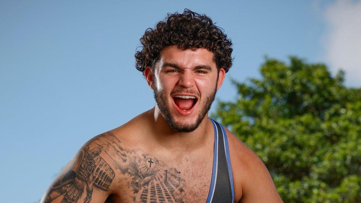 Sawyer Bartelt 18, a 215lb senior wrestling and football defensive end at South Dade High School, is photographed for All-Dade Players of the Year at A.D. Barnes Park in Miami, Florida on Wednesday, May 8, 2024.
