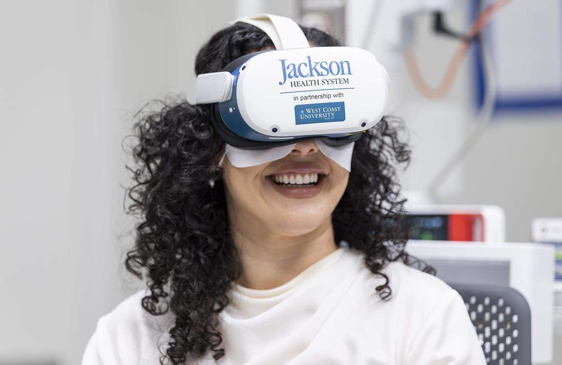 Sen. Alexis Calatayud, R-Miami, takes a tour of a new emergency room at Jackson Memorial Hospital on Thursday, April 16, 2026, in Miami, Fla.