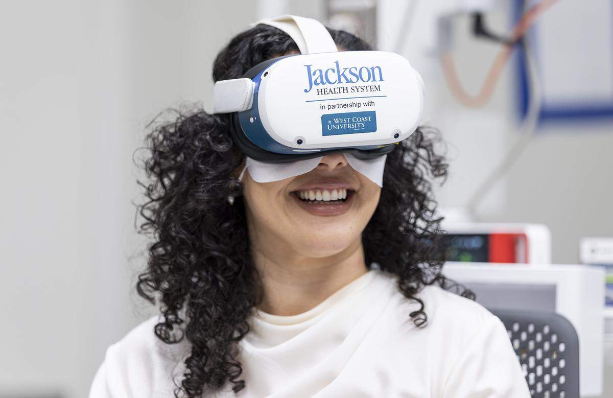 Sen. Alexis Calatayud, R-Miami, takes a tour of a new emergency room at Jackson Memorial Hospital on Thursday, April 16, 2026, in Miami, Fla.
